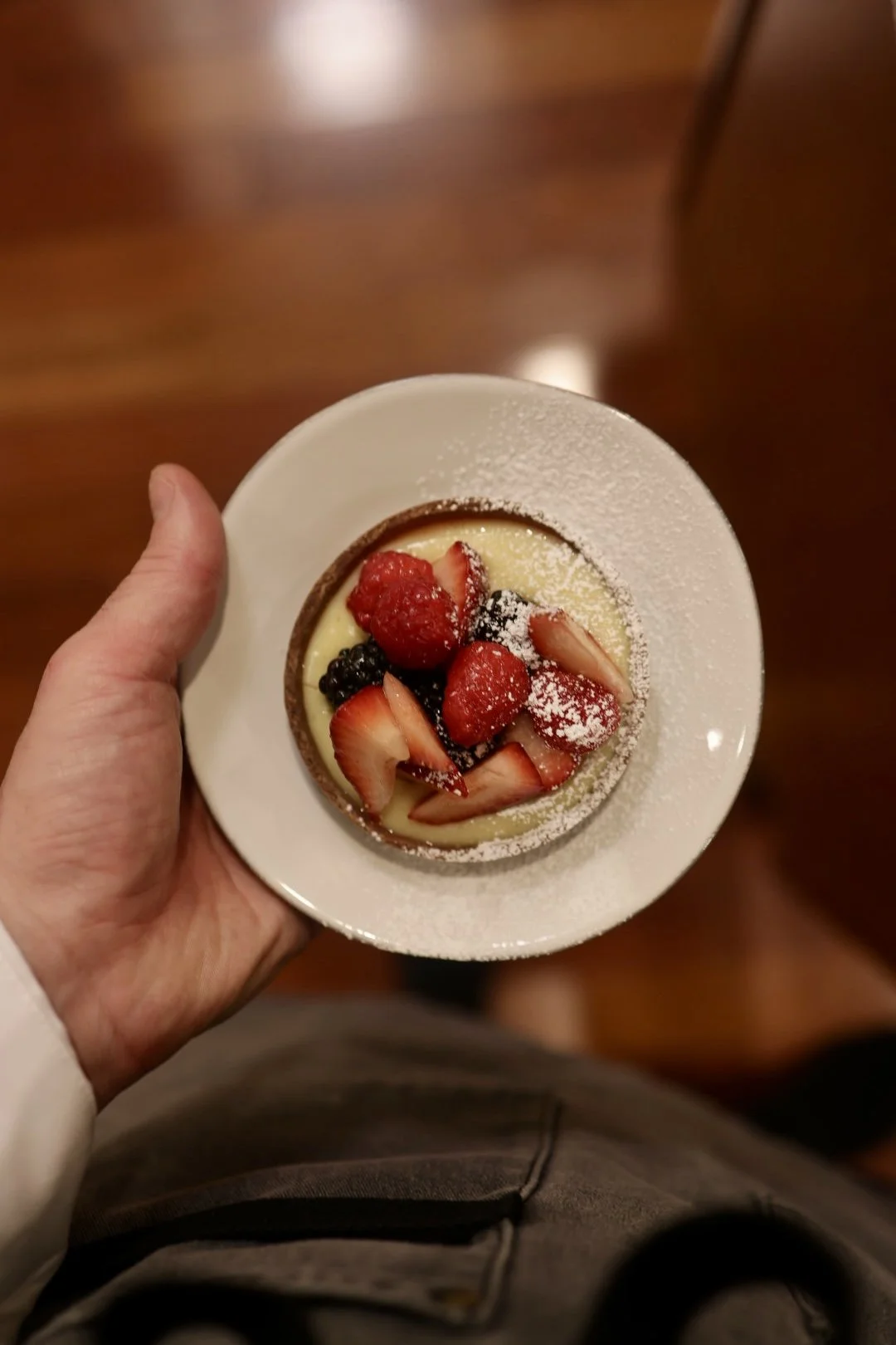 Chocolate tart dessert course