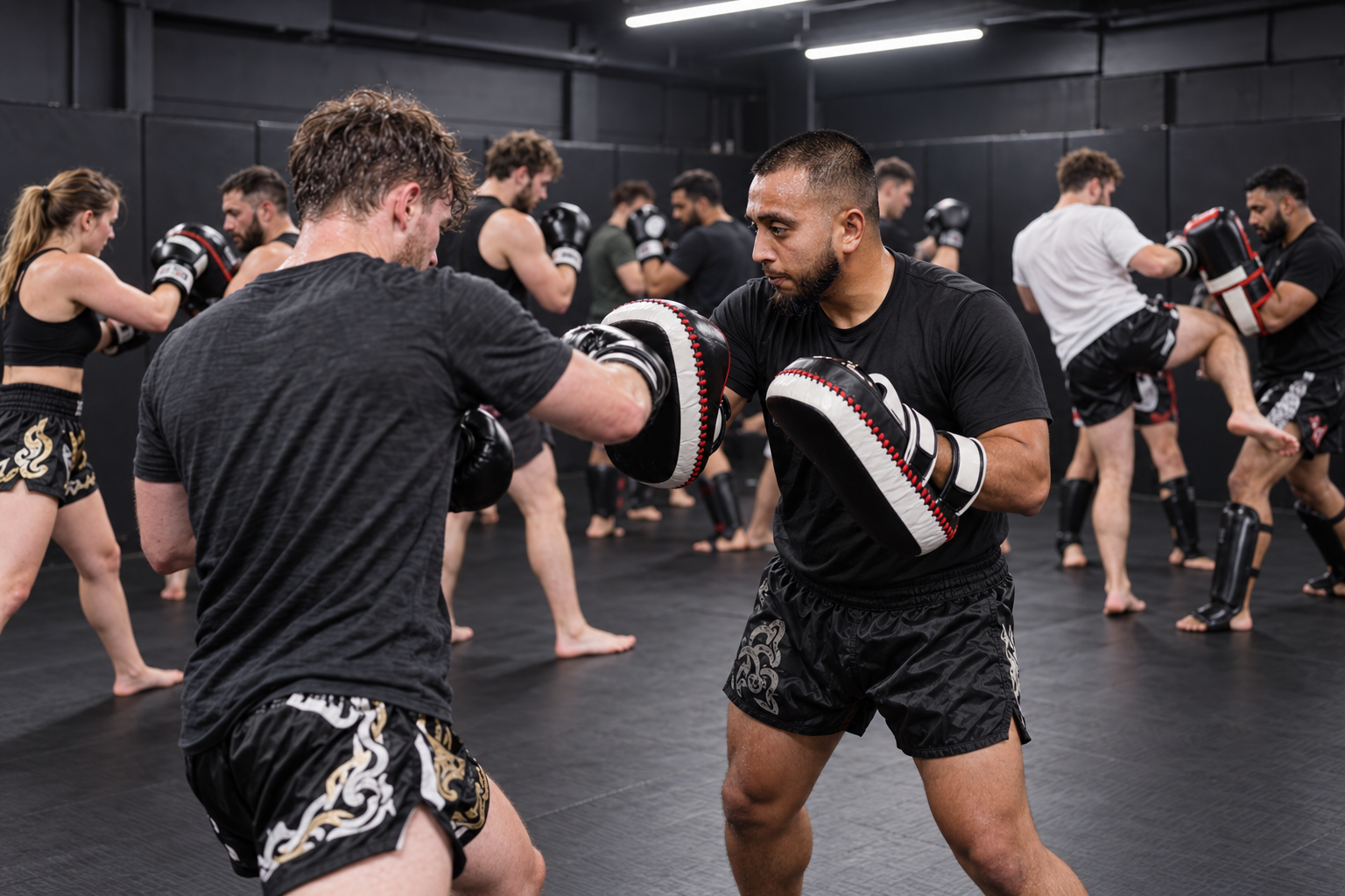 Kru Ali coaching a Muay Thai class at Base Defence Gym