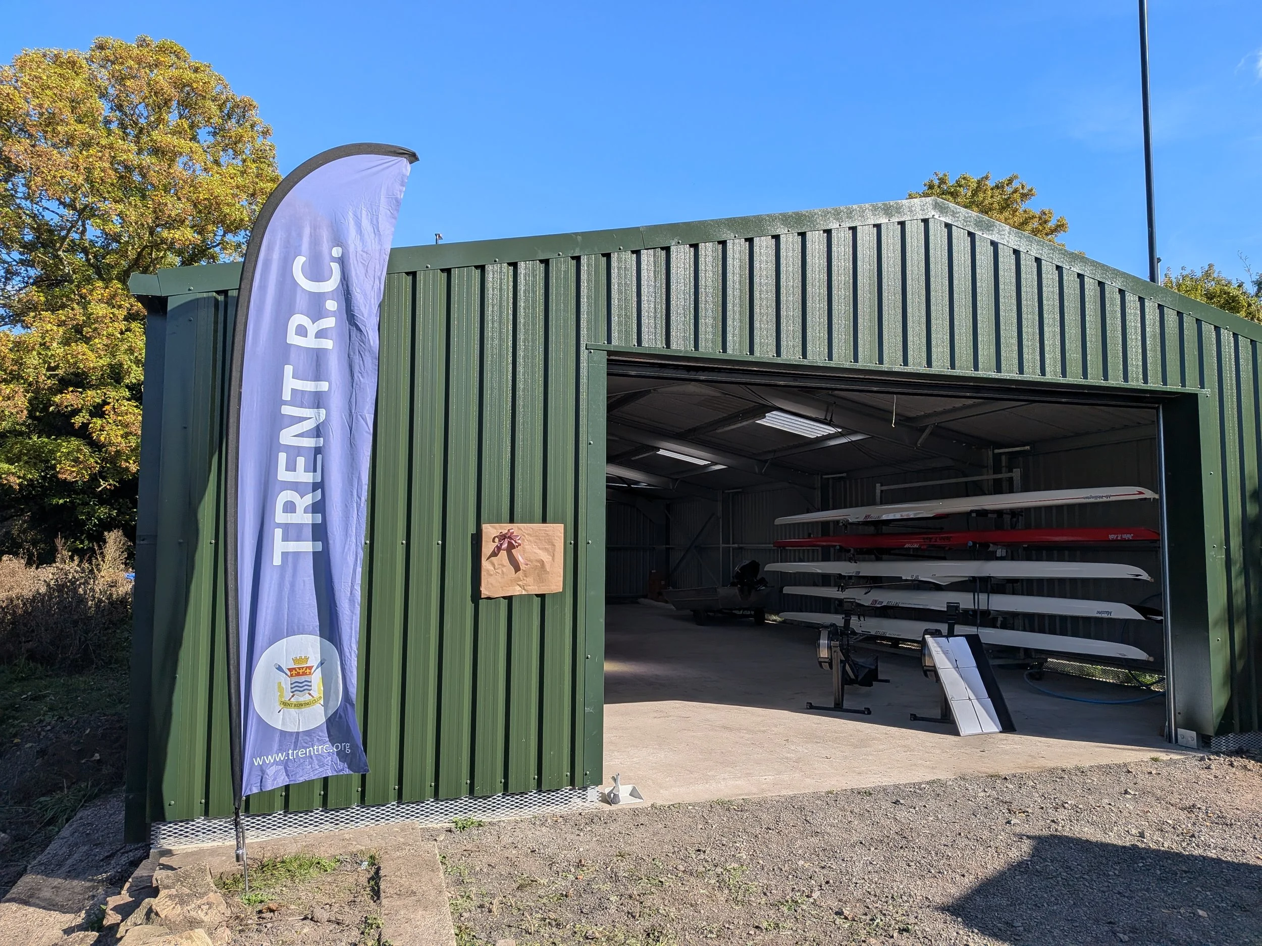 The completed Trent Rowing Club Boat Barn beside the River Trent
