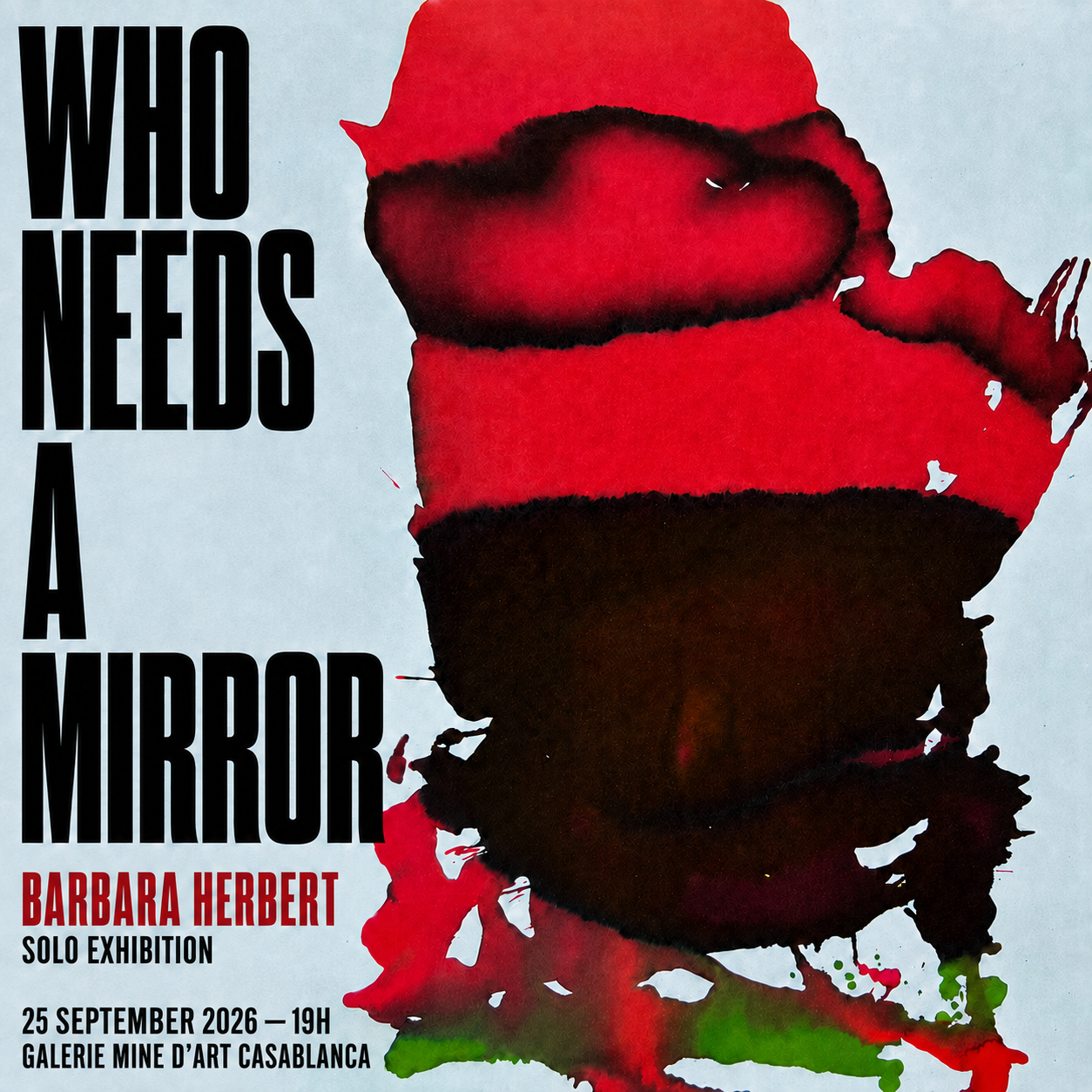 Who Needs a Mirror — Barbara Herbert solo exhibition poster