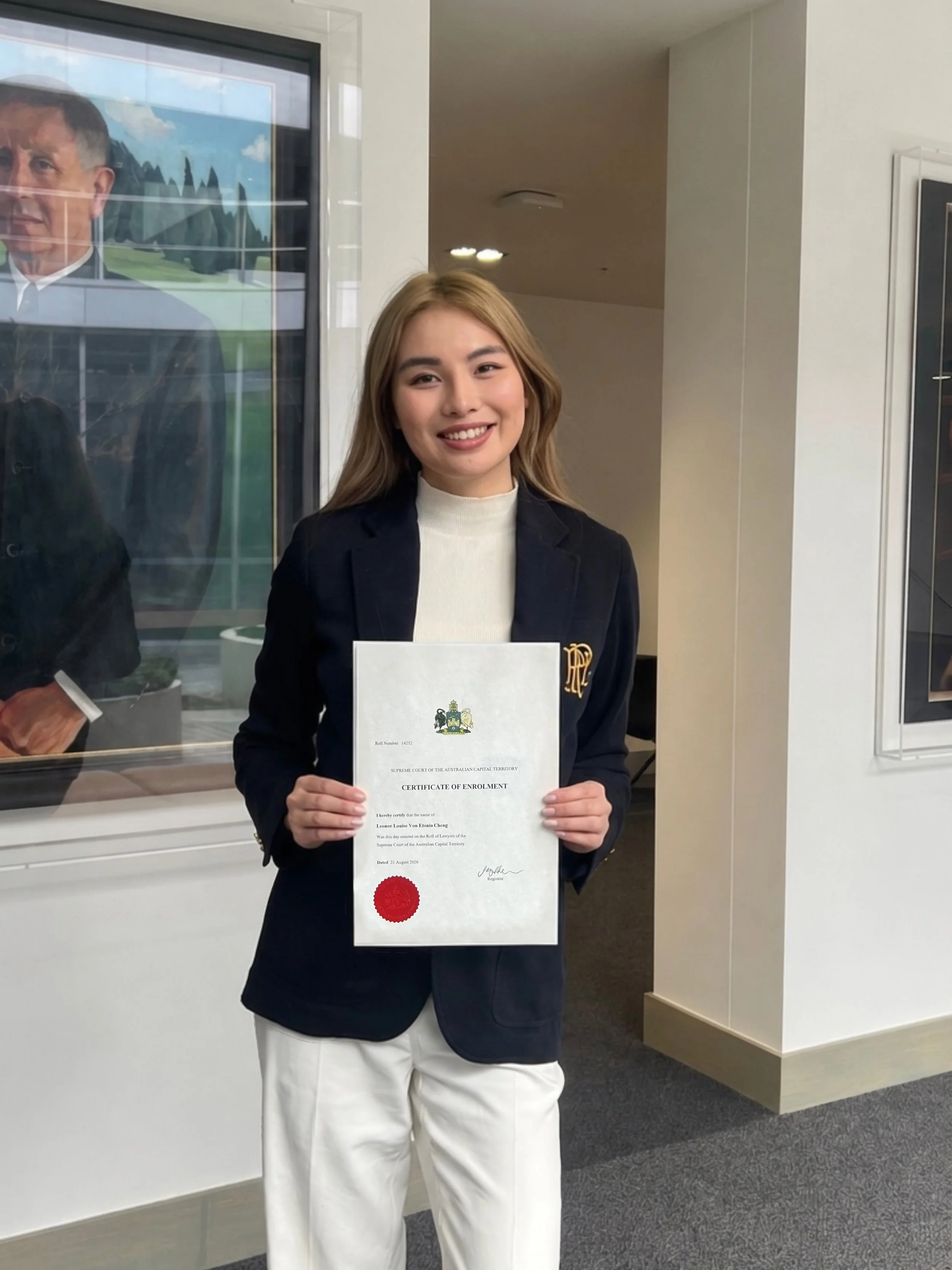 Leonor Cheng, IOLT Practical Legal Training graduate from the Australian Capital Territory