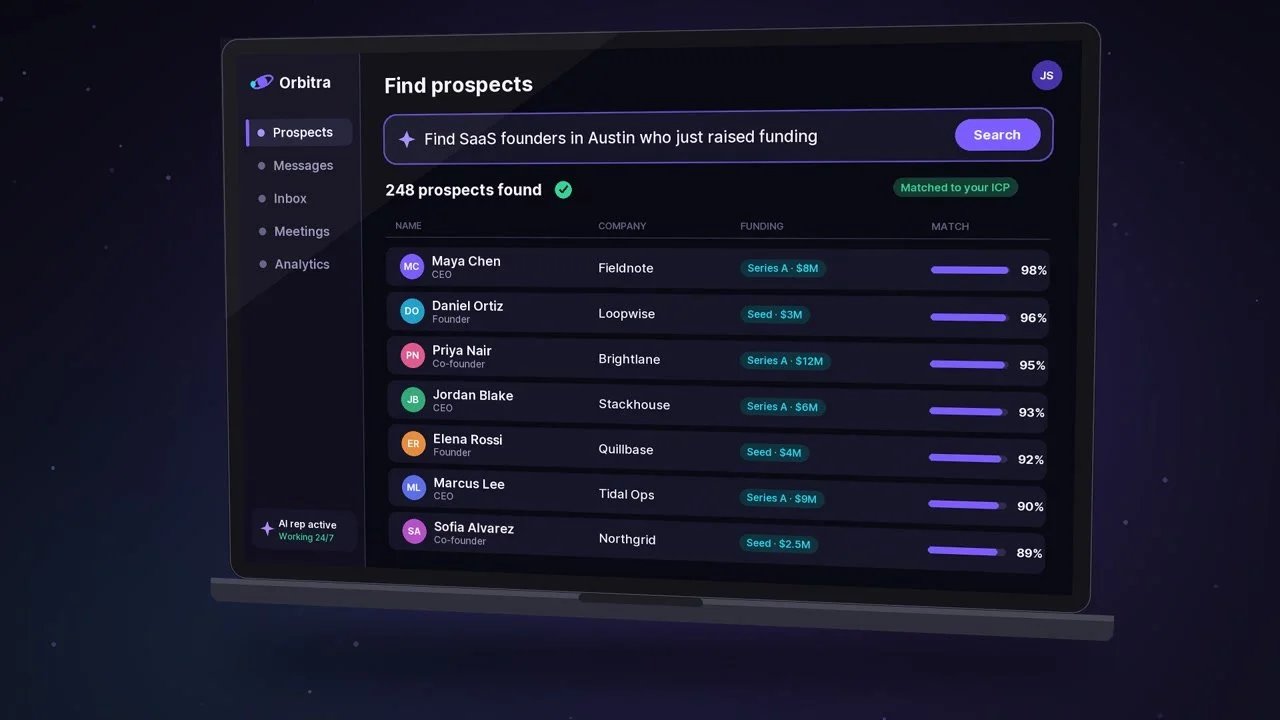 Orbitra software interface in a Blackstars product demo