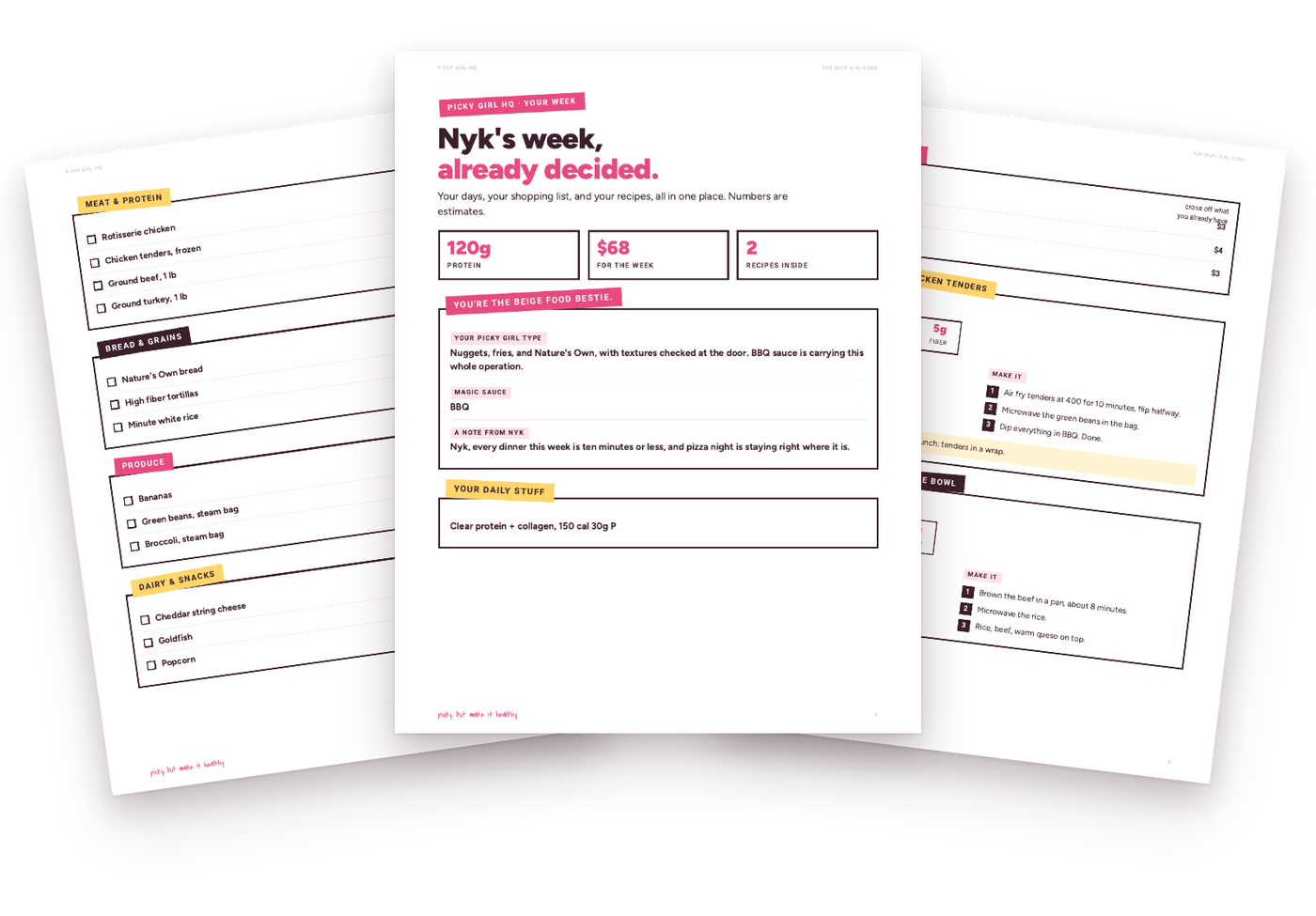 A printable HQ week plan with shopping list and recipes