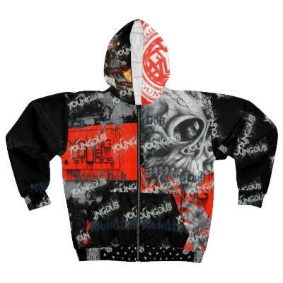 Custom graphic pullover hoodie featuring a vibrant street art style character design.
