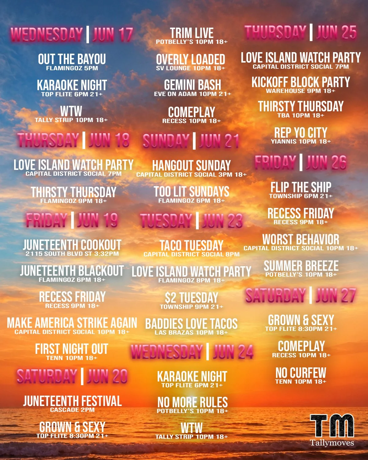 Summer B Week Lineup