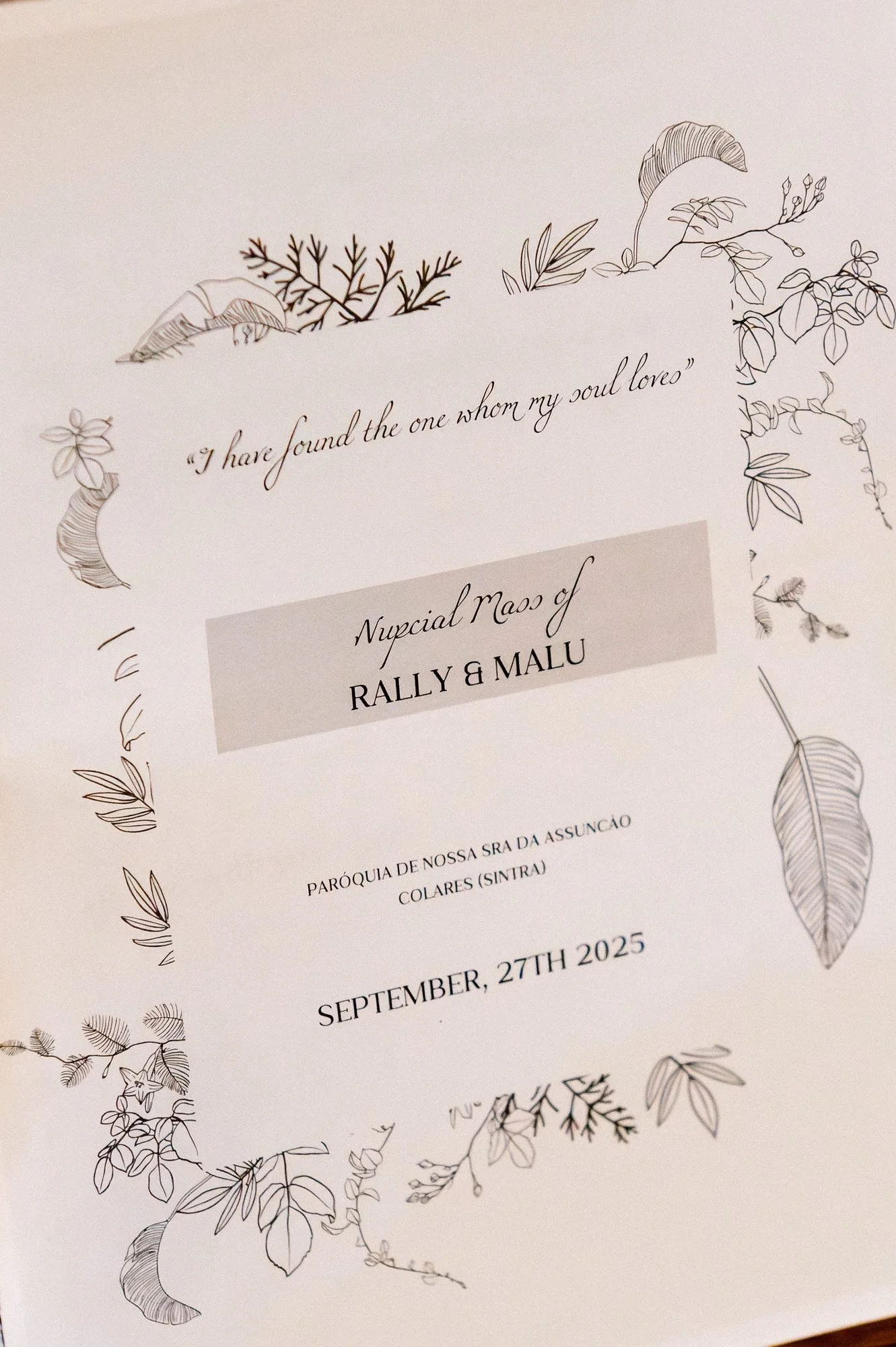 Libreto de la misa nupcial de Rally y Malu