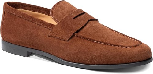 Barker Capri penny loafer in brown Old Snuff suede