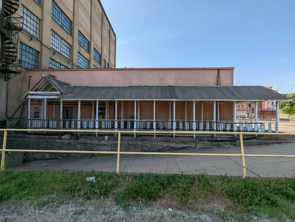 Existing industrial building and covered porch
