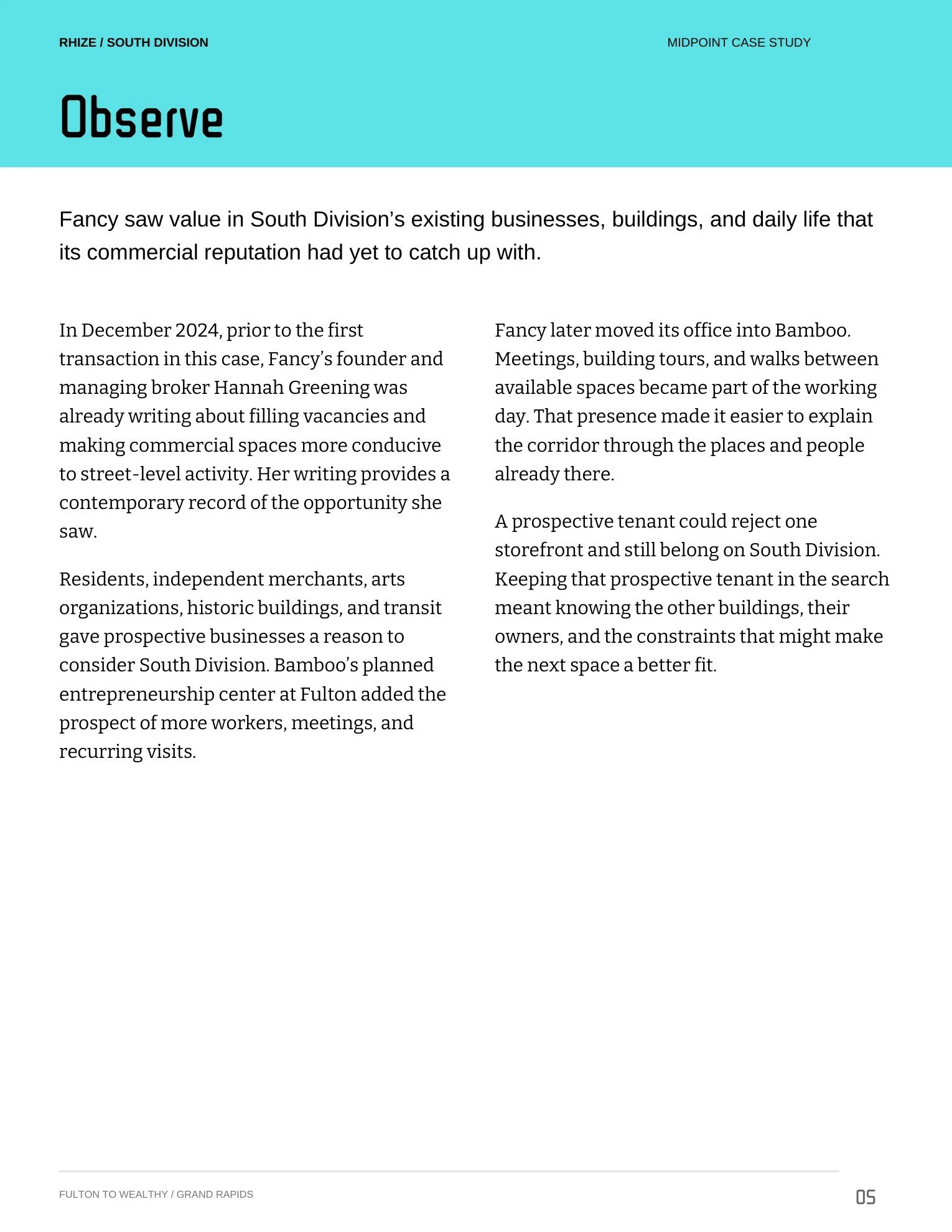 Fancy’s work on South Division, page 5