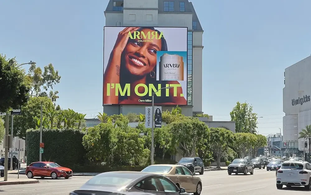 Billboard reading ARMRA × Ciara Miller