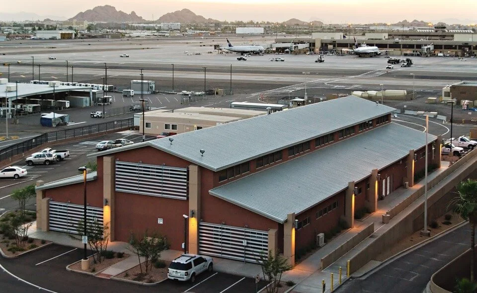 Bunger Steel commercial building at an airport