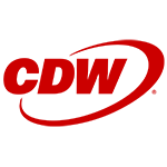 red CDW logo with circular swoosh around letters