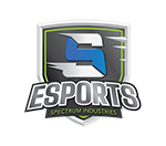 blue, black, and grey spectrum esports logo with an S on a shield