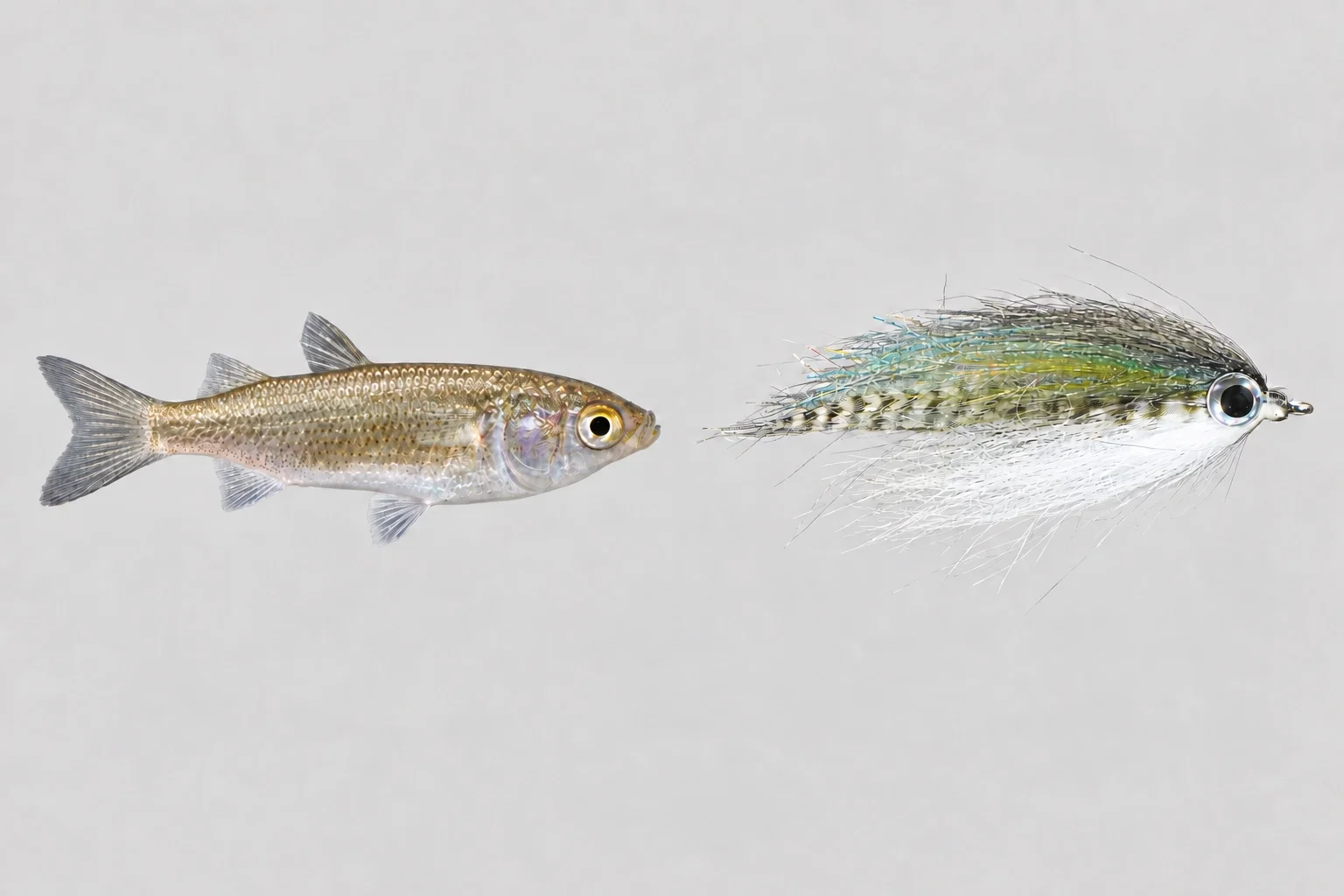 A wide, water-pushing baitfish fly matched to the profile of a finger mullet