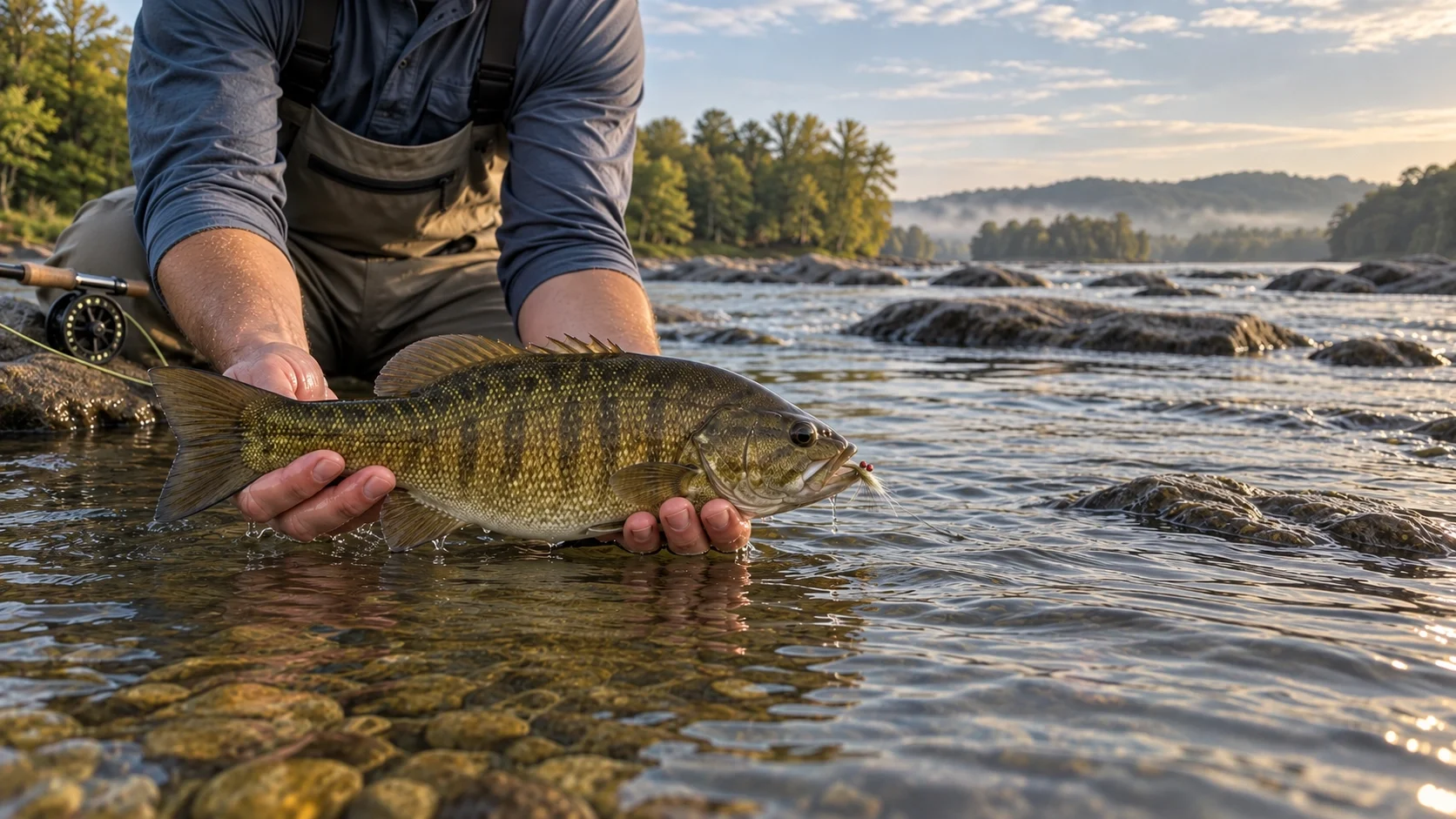 Megafin streamers for river smallmouth, including weighted Clouser Minnows