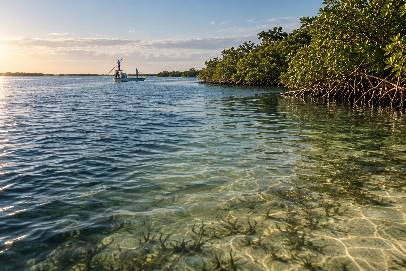 Florida Keys fly fishing water with mangrove edges, flats and technical sight-fishing habitat