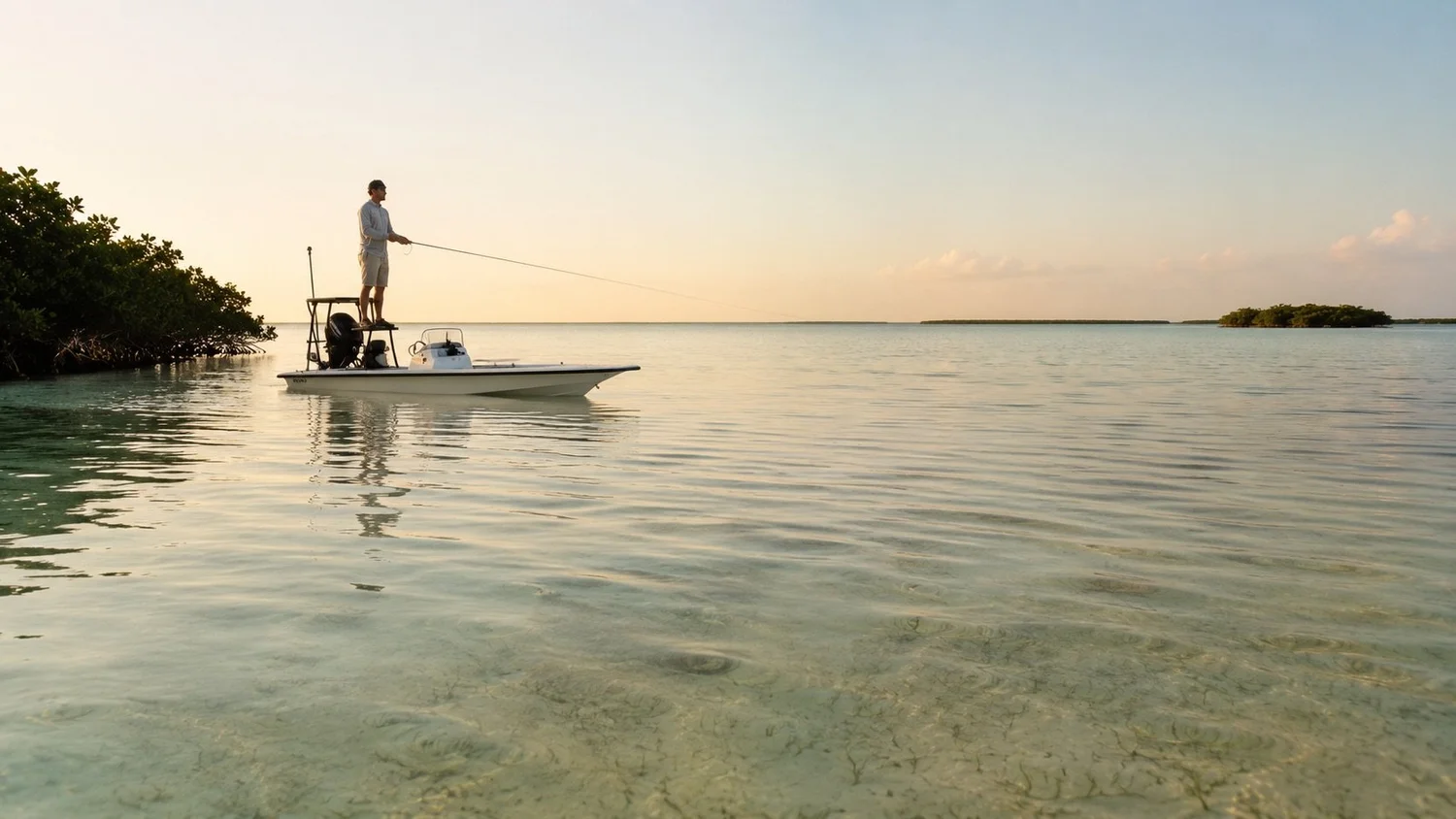Key West flats at golden hour — the light and tide that define the best days on the water