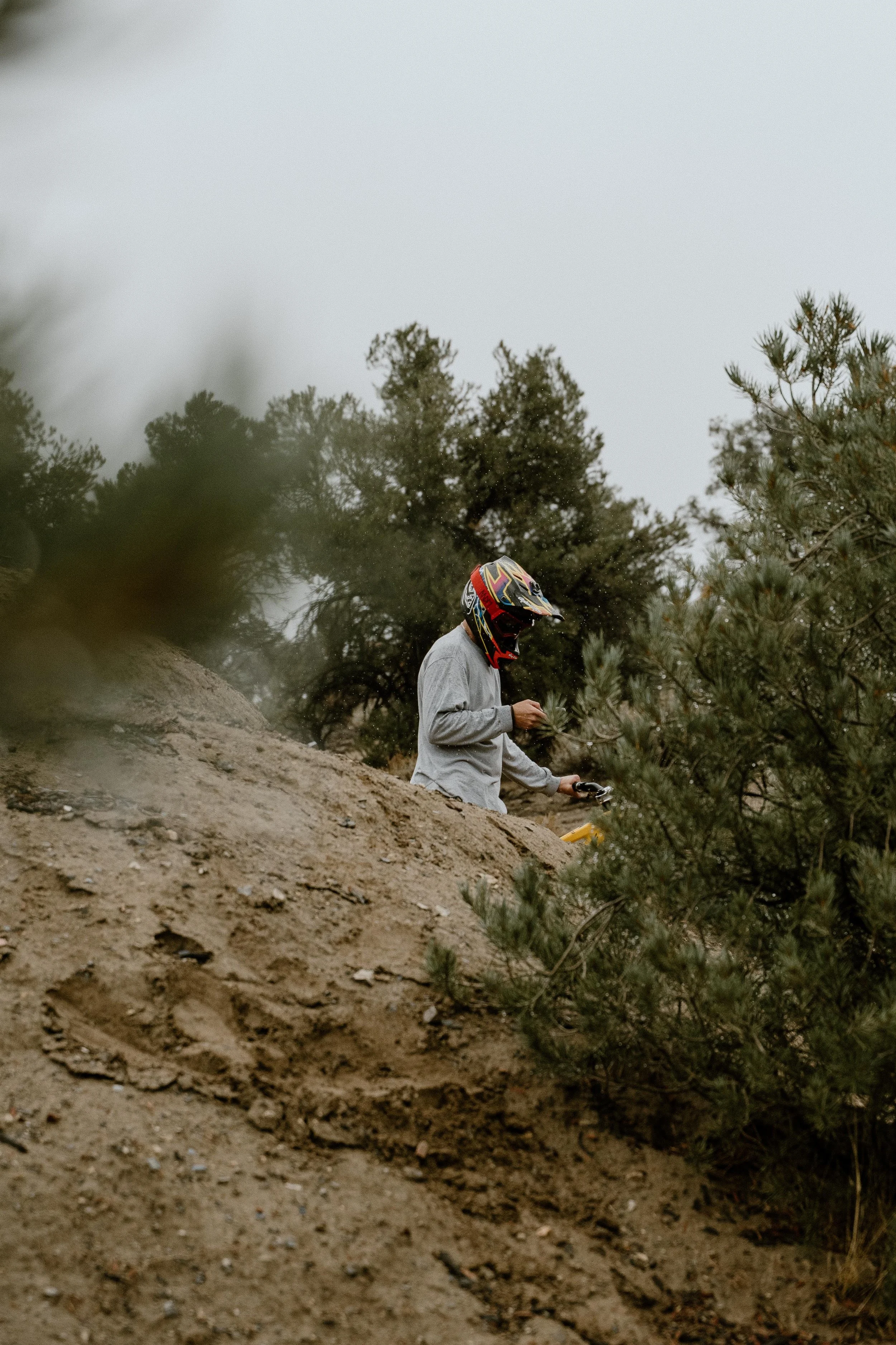 Mountain biking on location.