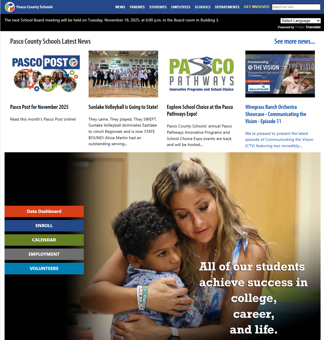 Pasco County Schools homepage