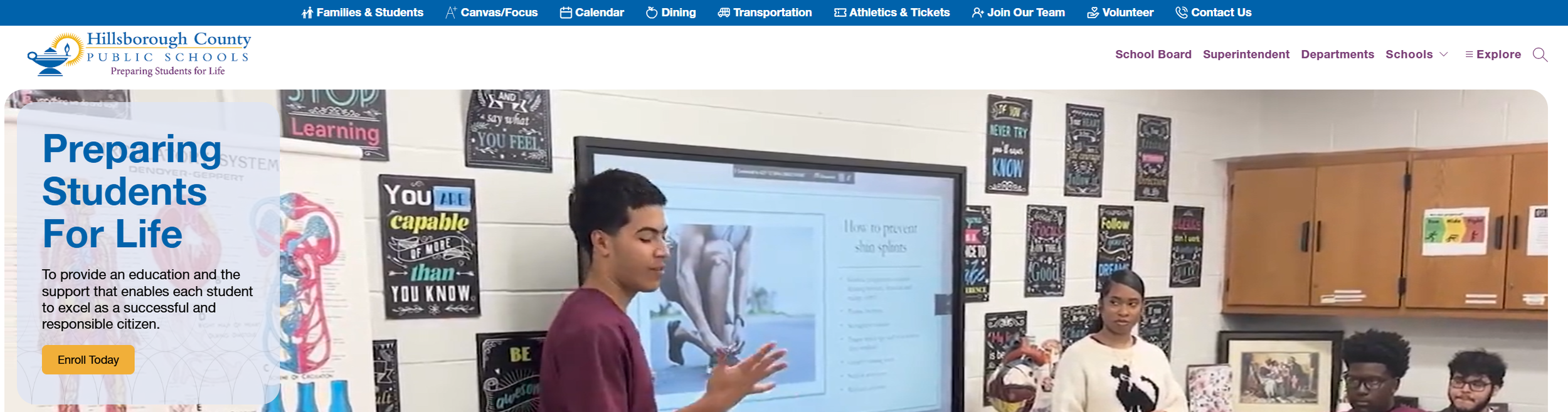 Hillsborough County Schools homepage