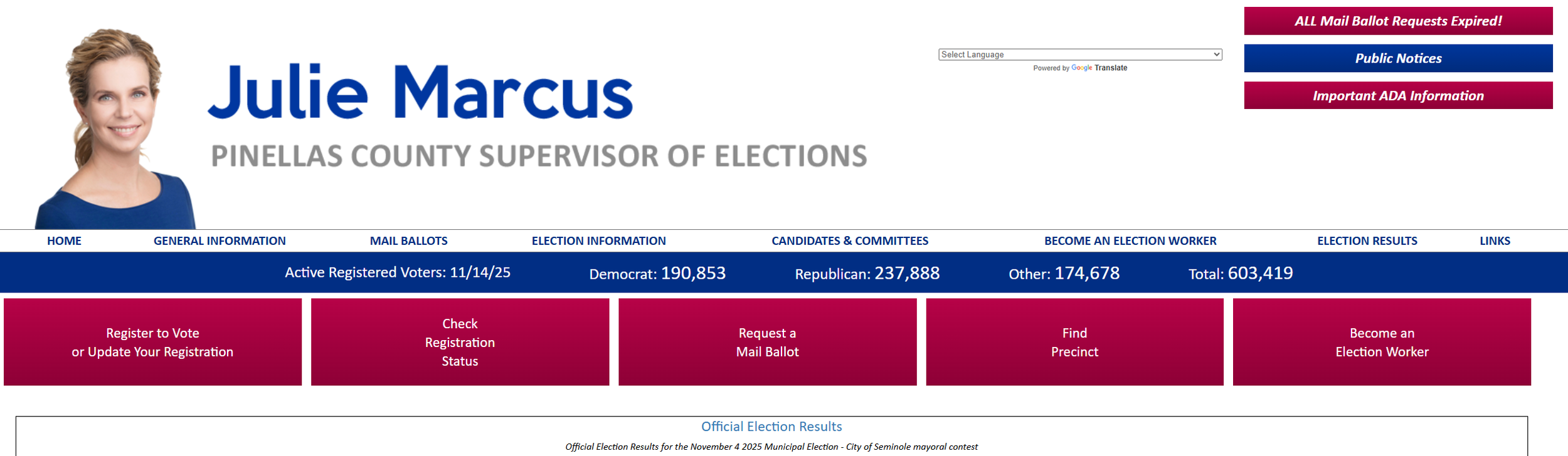 Pinellas County Supervisor of Elections homepage