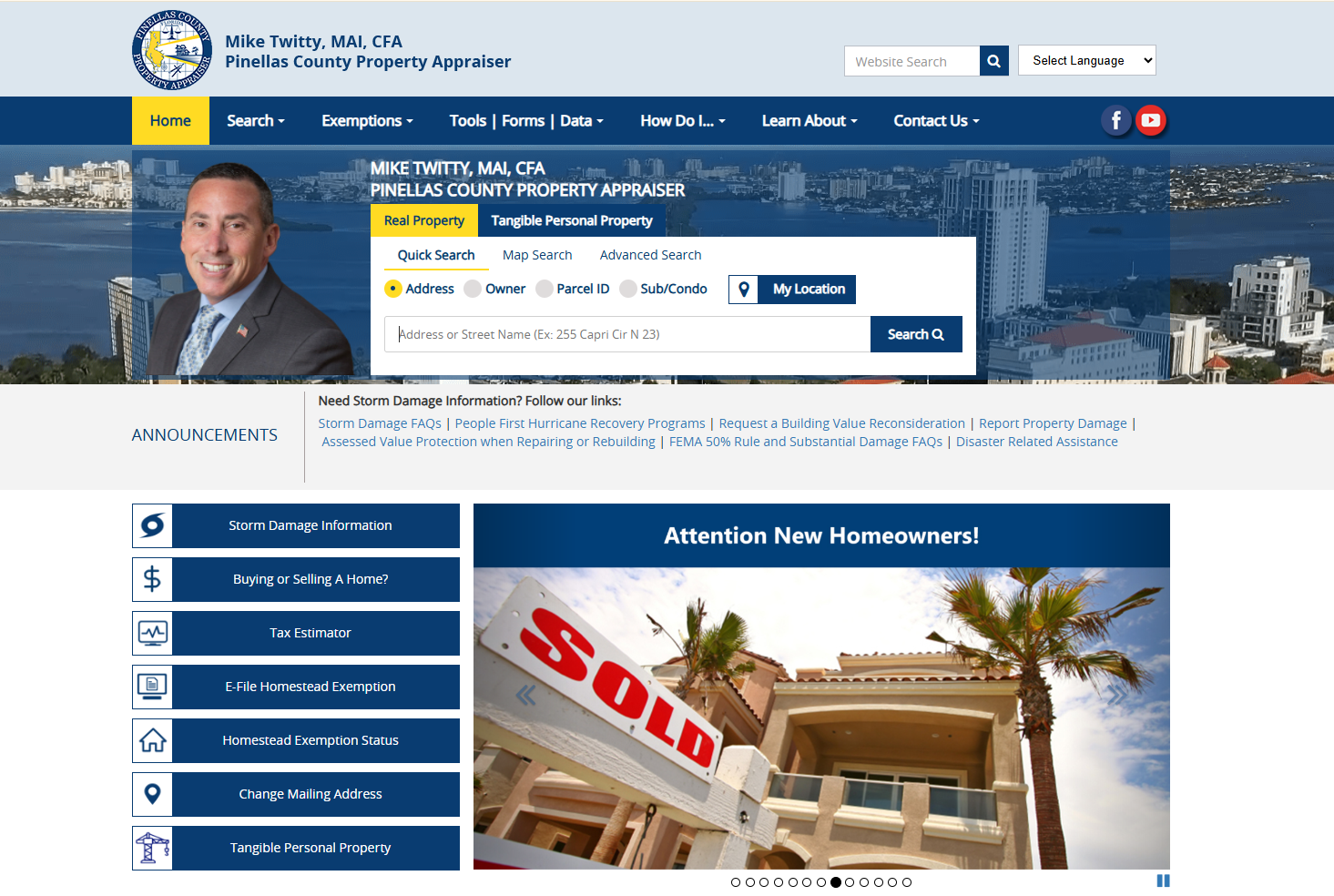 Pinellas County Property Appraiser homepage