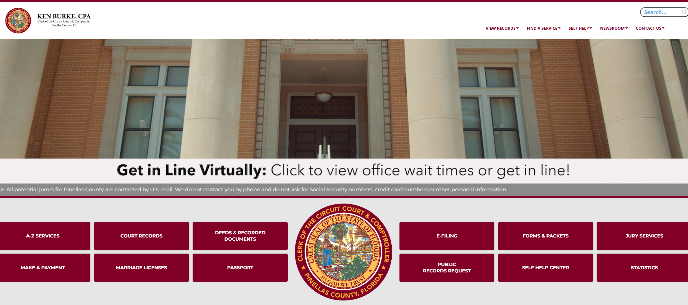 Pinellas County Clerk of Court homepage