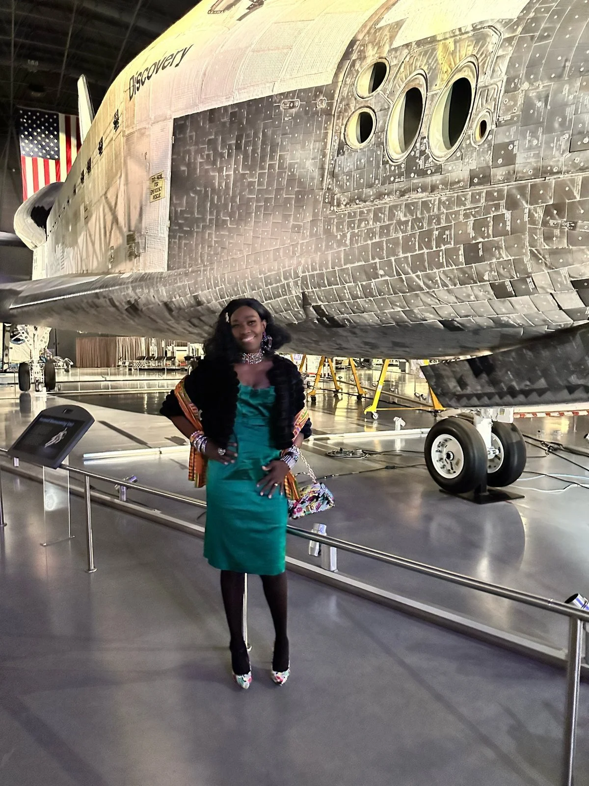Nana Noi, Global Realtor, beside Space Shuttle Discovery at the Smithsonian National Air and Space Museum Udvar-Hazy Center in Chantilly, Northern Virginia
