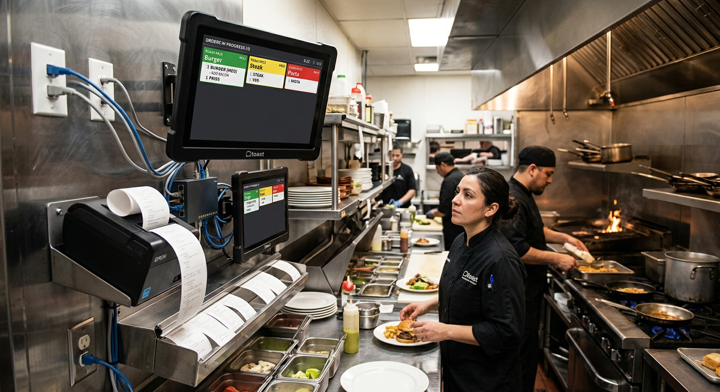 Kitchen display and printer network