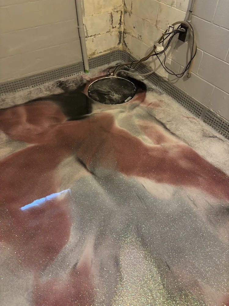 Wine-Red Metallic Floor
