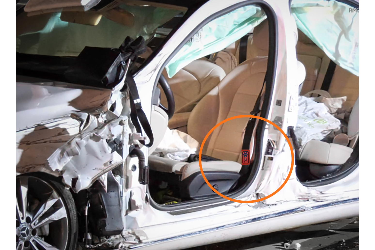 Belt Buddy on seatbelt in crashed car