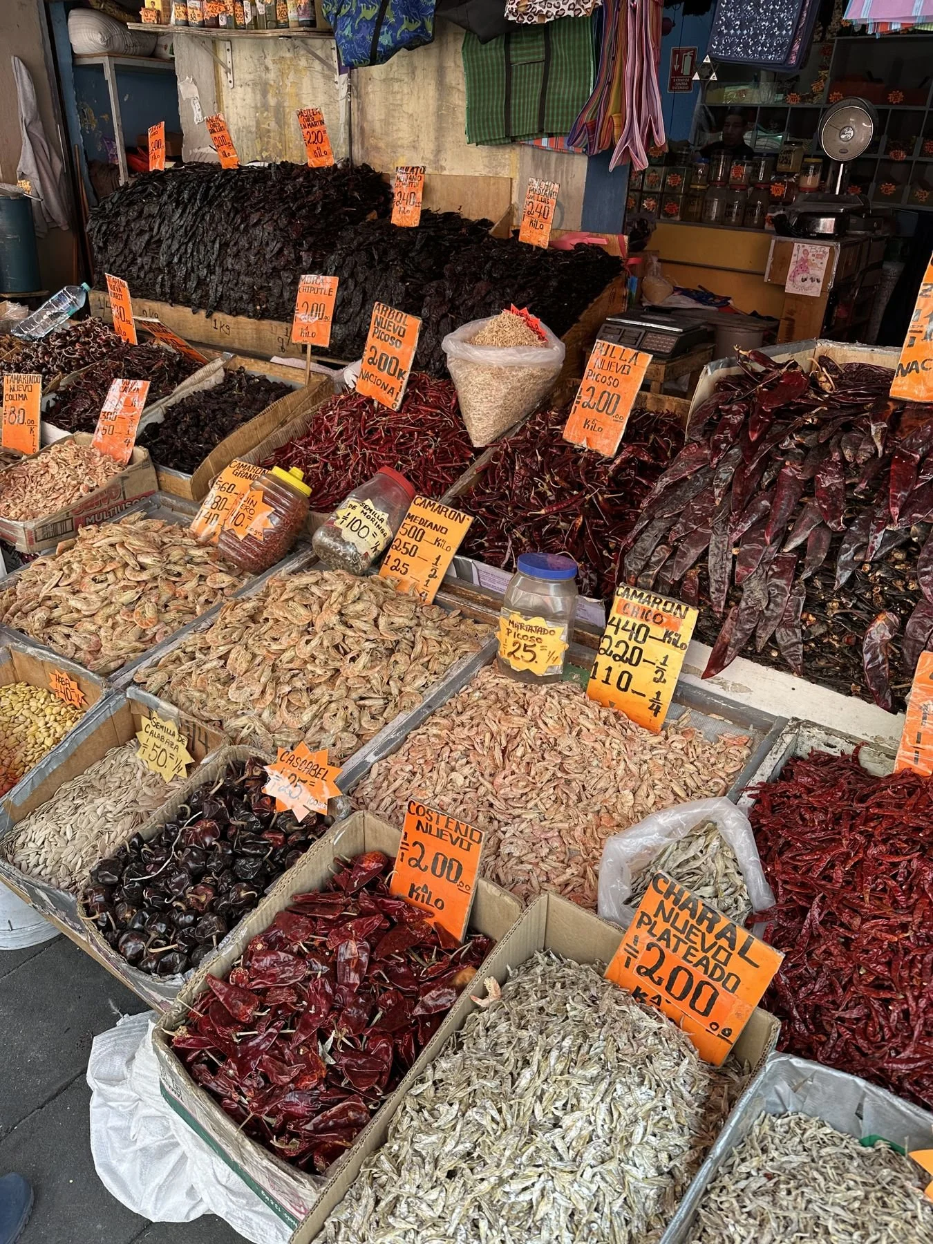 Mexico City travel – dried chiles and shrimp
