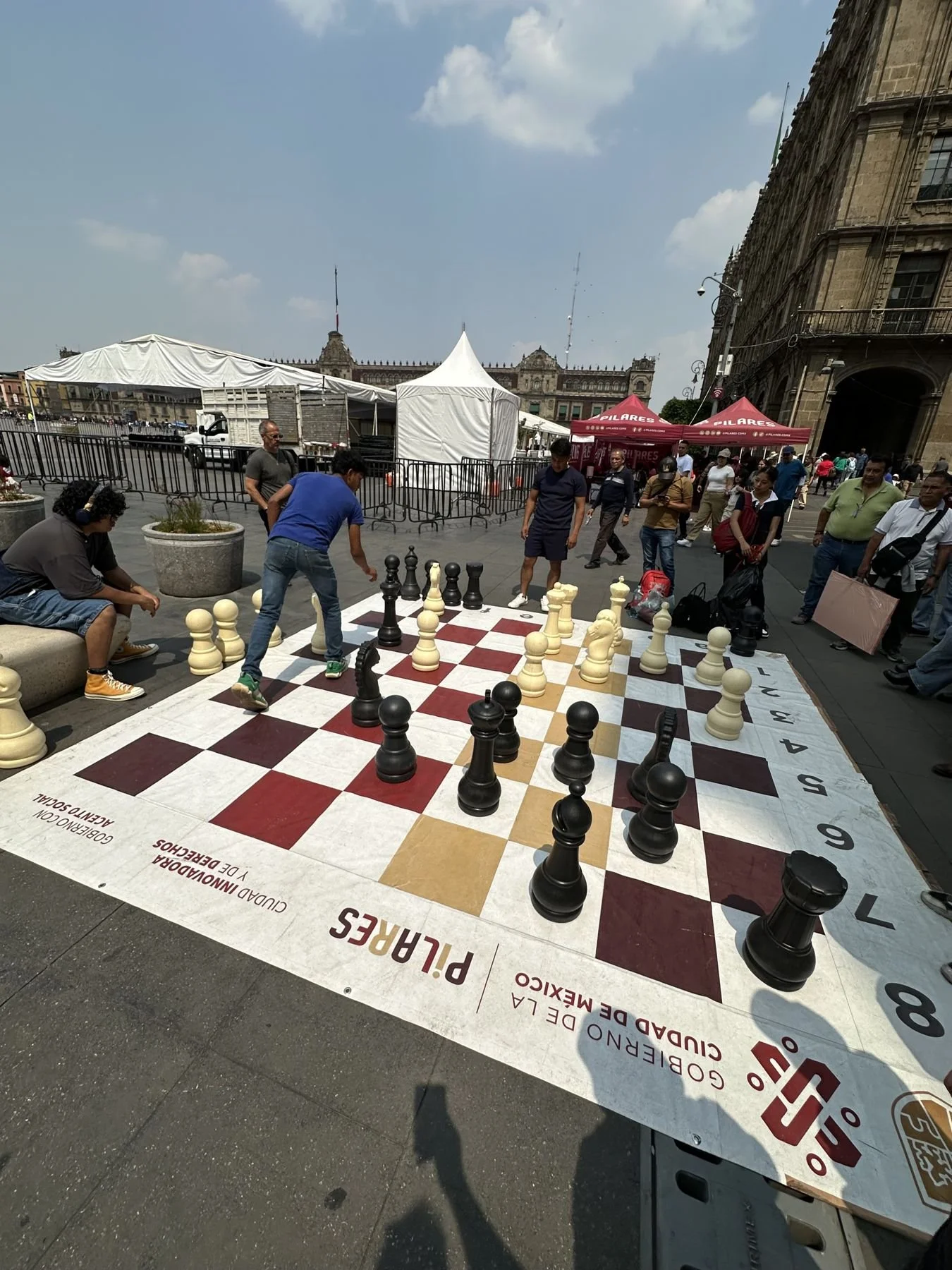 Mexico City travel – giant street chess near the Zócalo