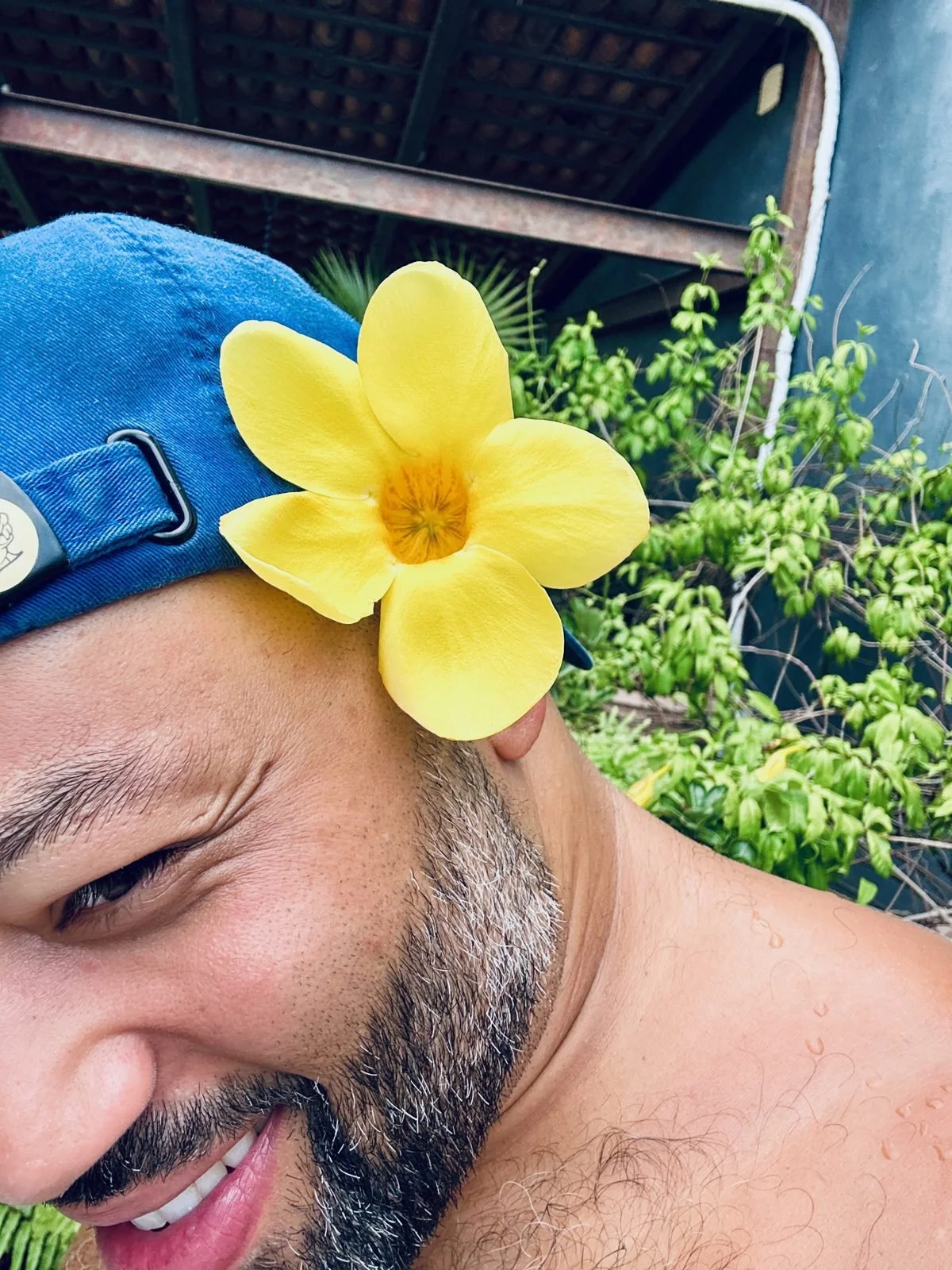 Nick with a flower behind his ear in Puerto Vallarta
