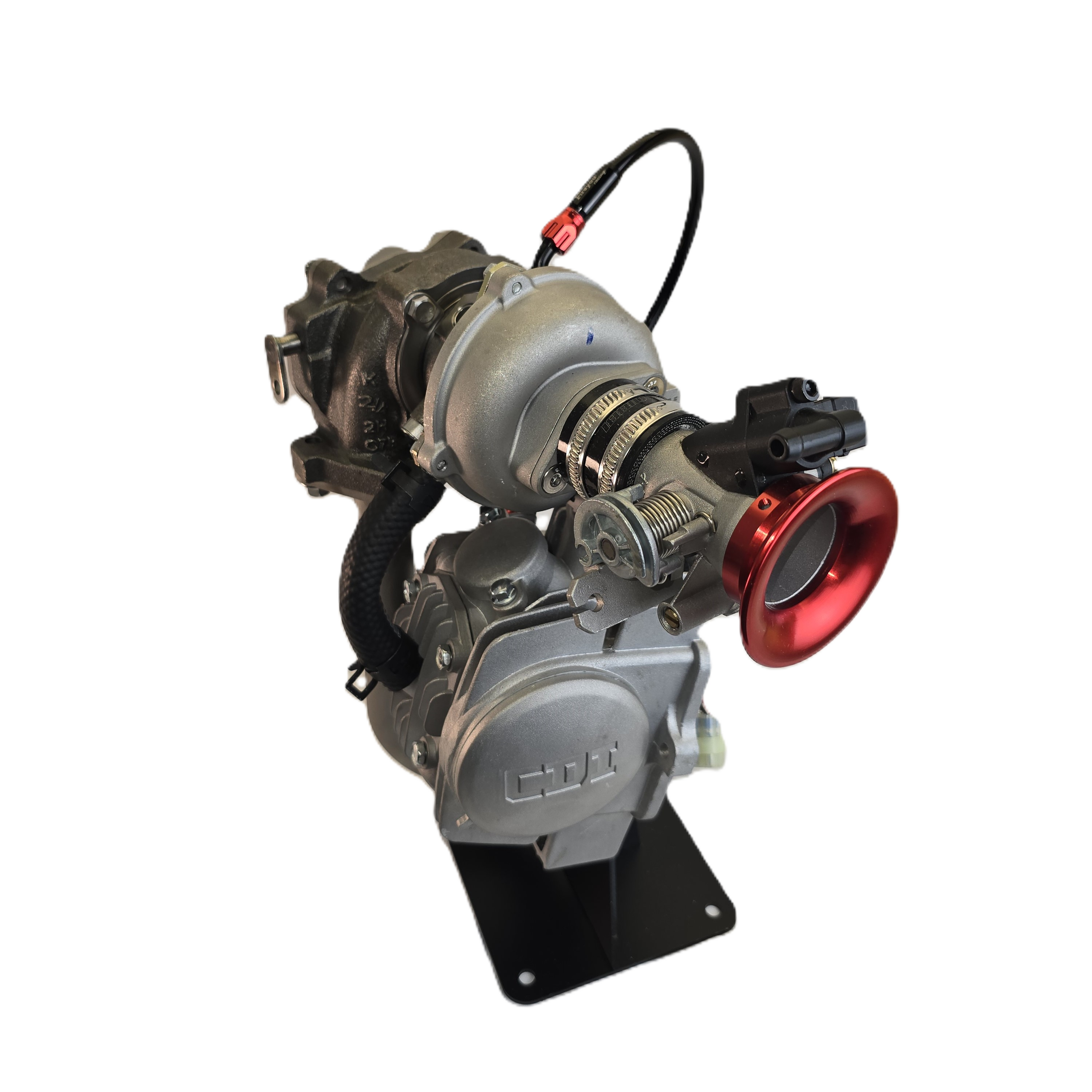 Turbo oil return valve cover and turbo kit installed on 125cc head