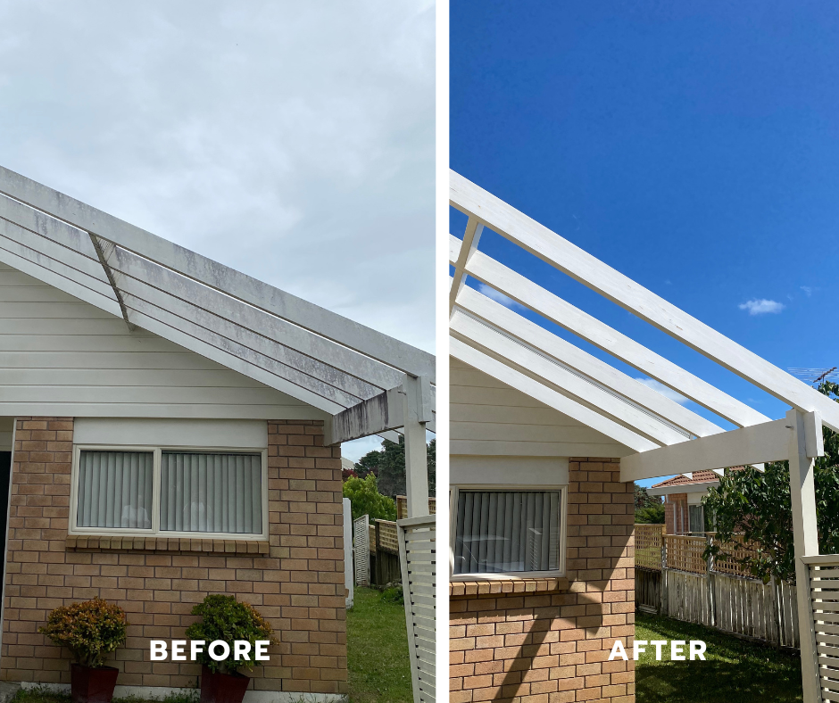 Exterior cleaning before and after in Millwater