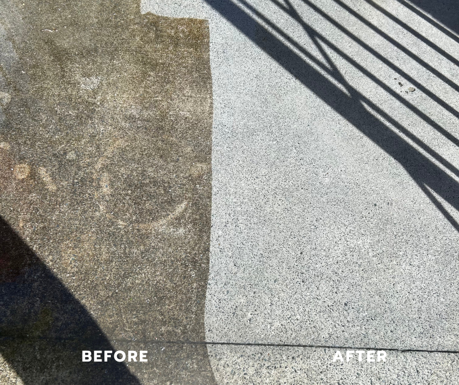 Concrete surface before and after