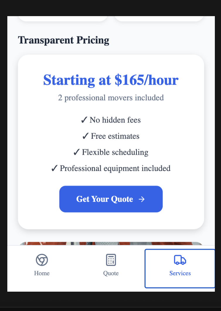 Transparent pricing card showing plan with included benefits