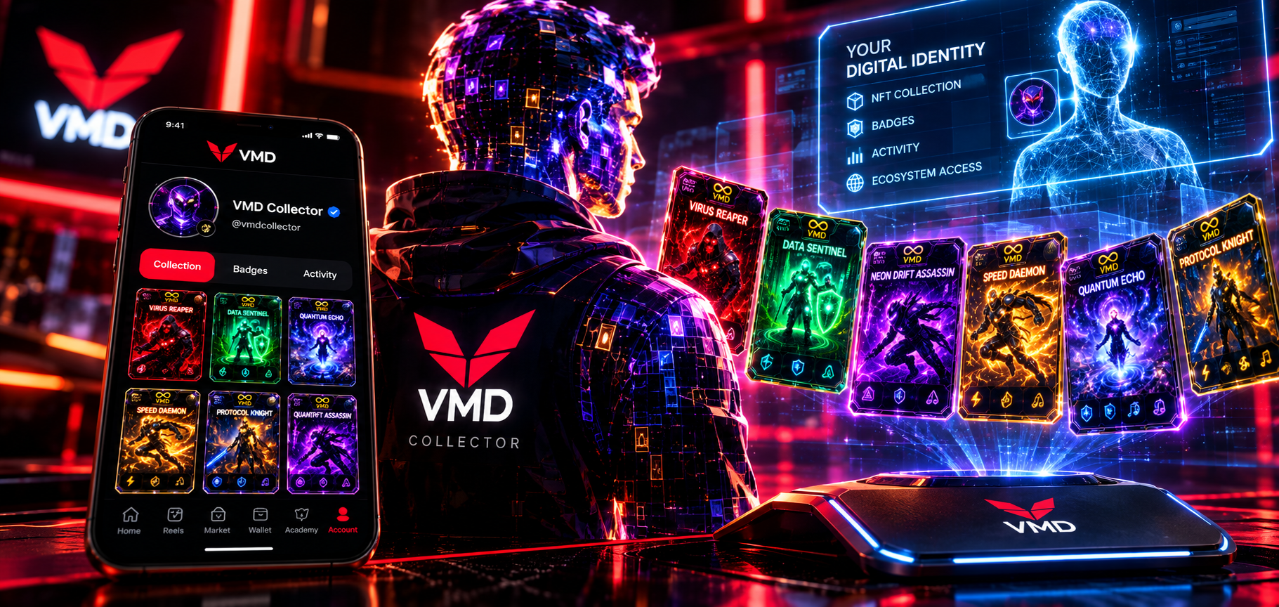 VMD NFT collector identity connected with official Viral Media Digital collectible cards