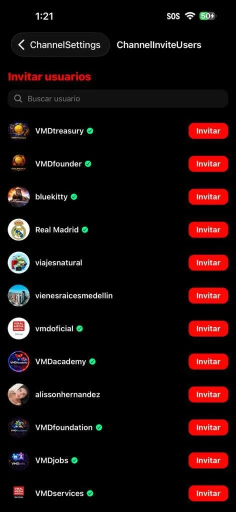 Invitar usuarios a canal dentro de la comunidad VMD