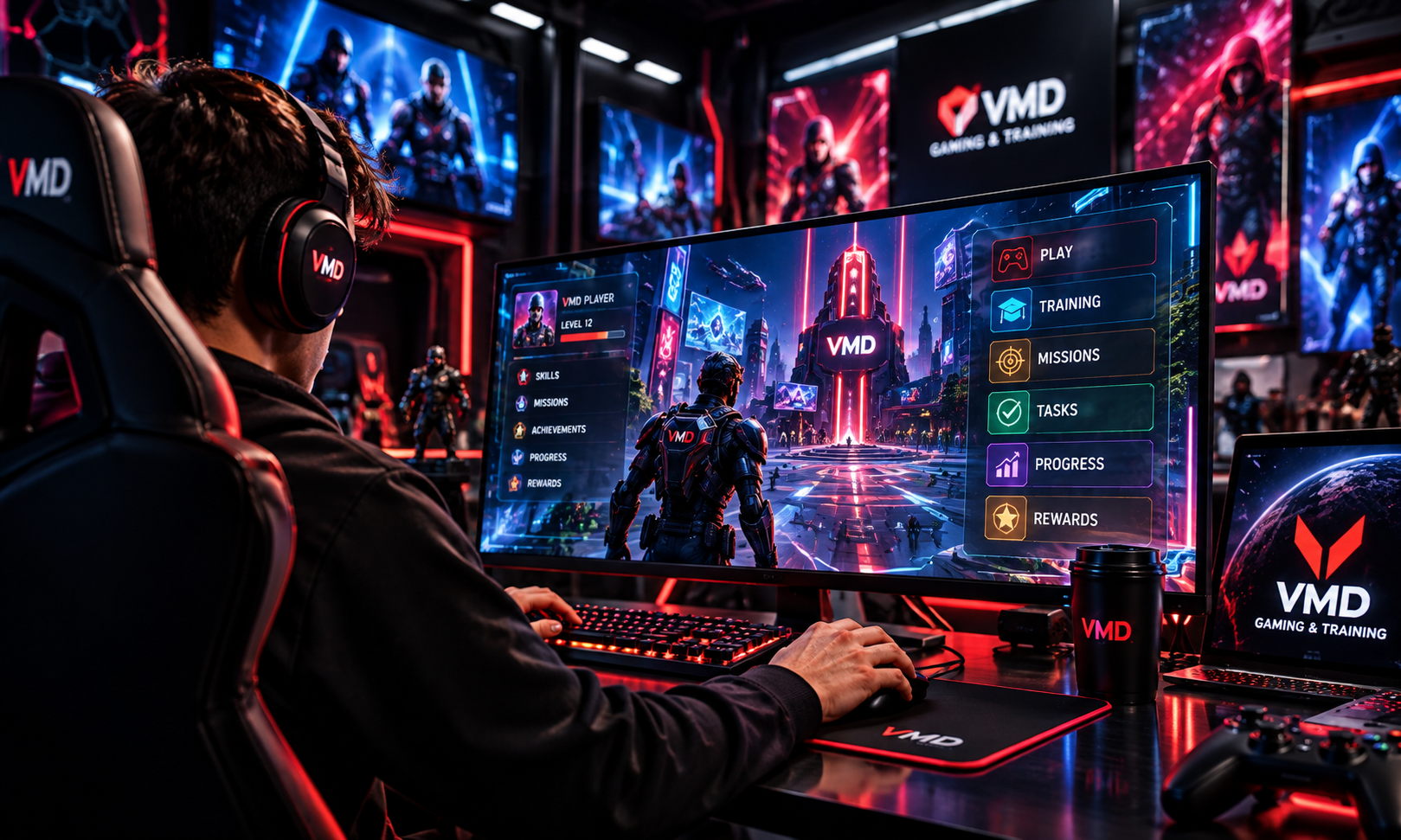 VMD gaming and training interactive digital experience