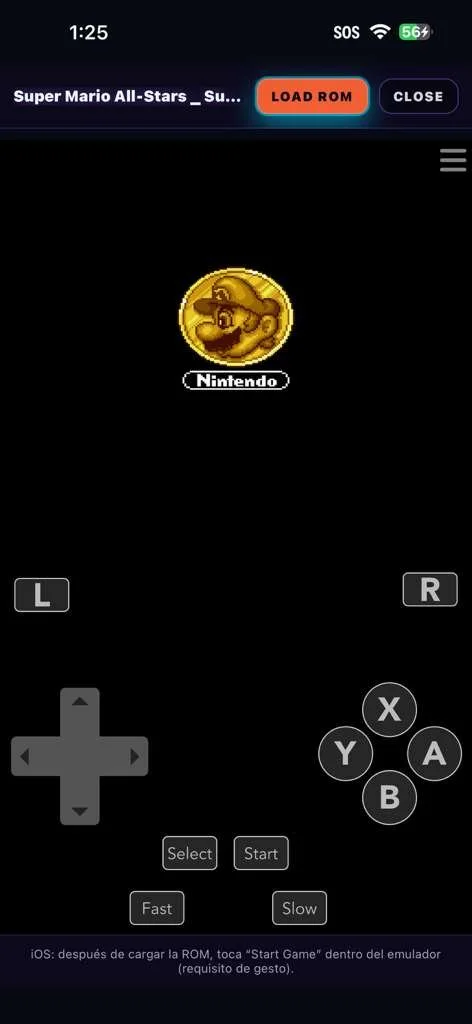 VMD Retro dentro de Viral Media Digital con controles del emulador en pantalla