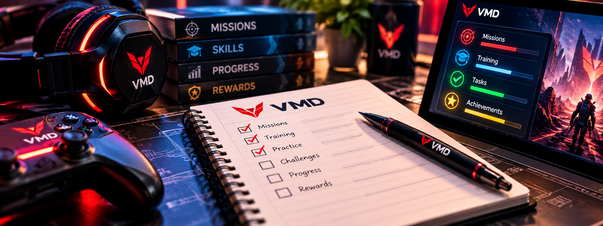 VMD tasks, missions, challenges and progress tracking experience