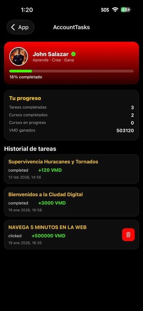 Misión diaria dentro de Viral Media Digital para ganar tokens VMD