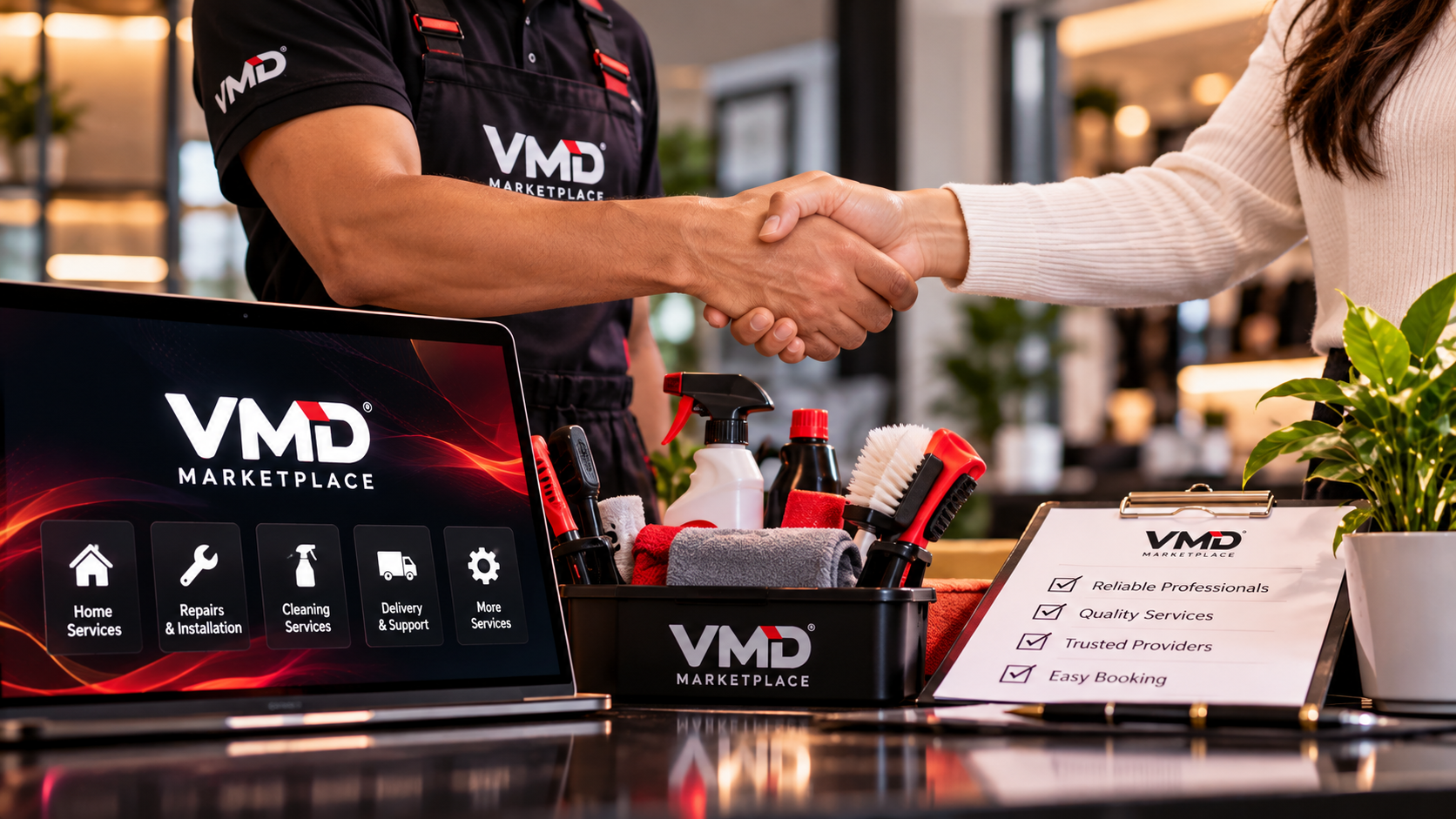 Real-world services connecting providers and customers through VMD Marketplace