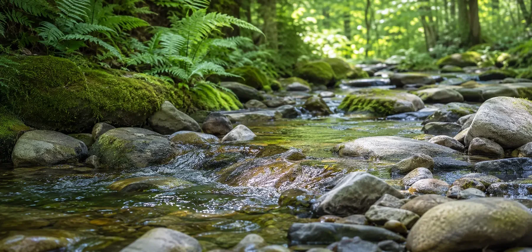 Calming nature scene representing somatic relaxation and self-hypnosis practice