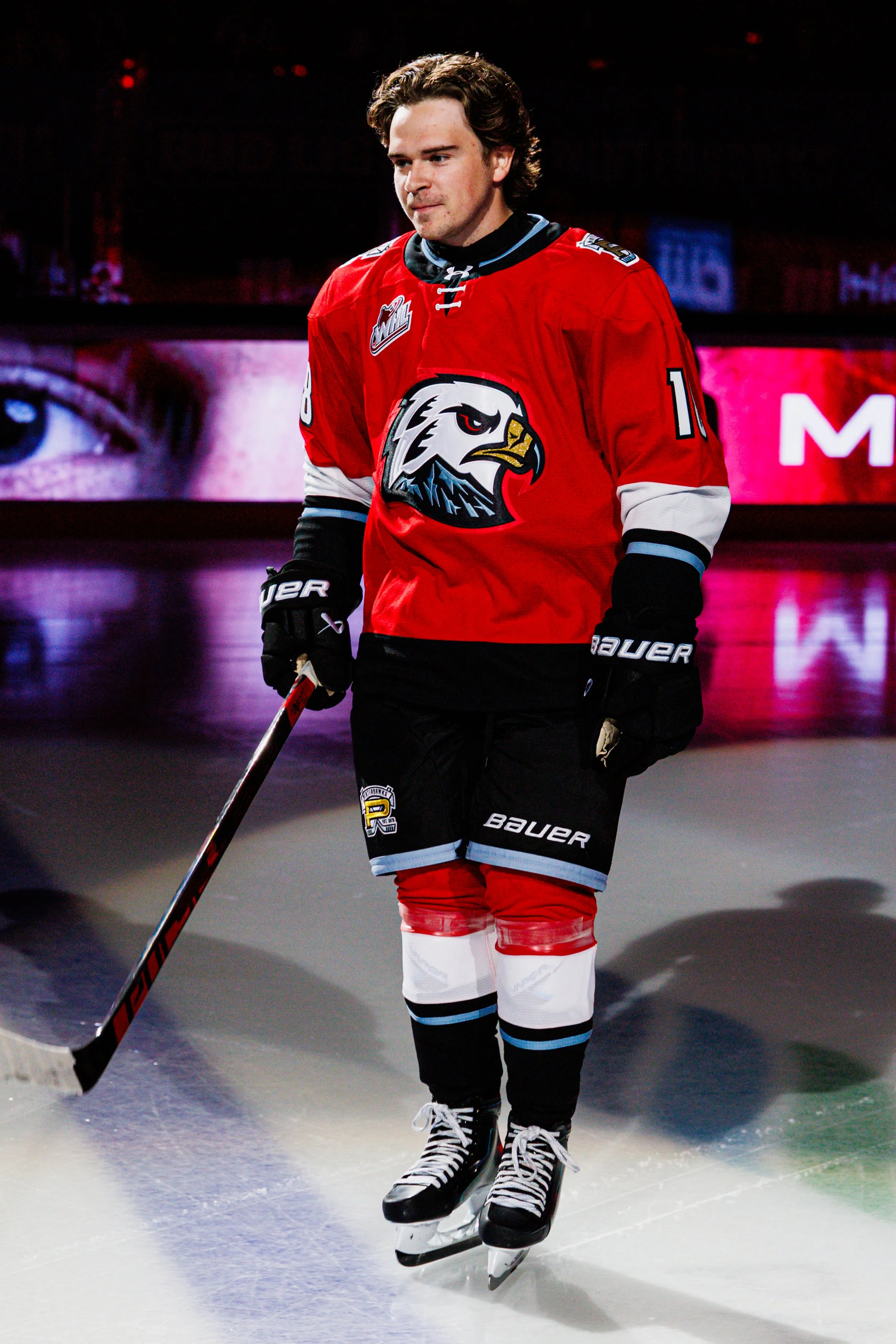 Kyle McDonough celebrates his goal in his WHL return