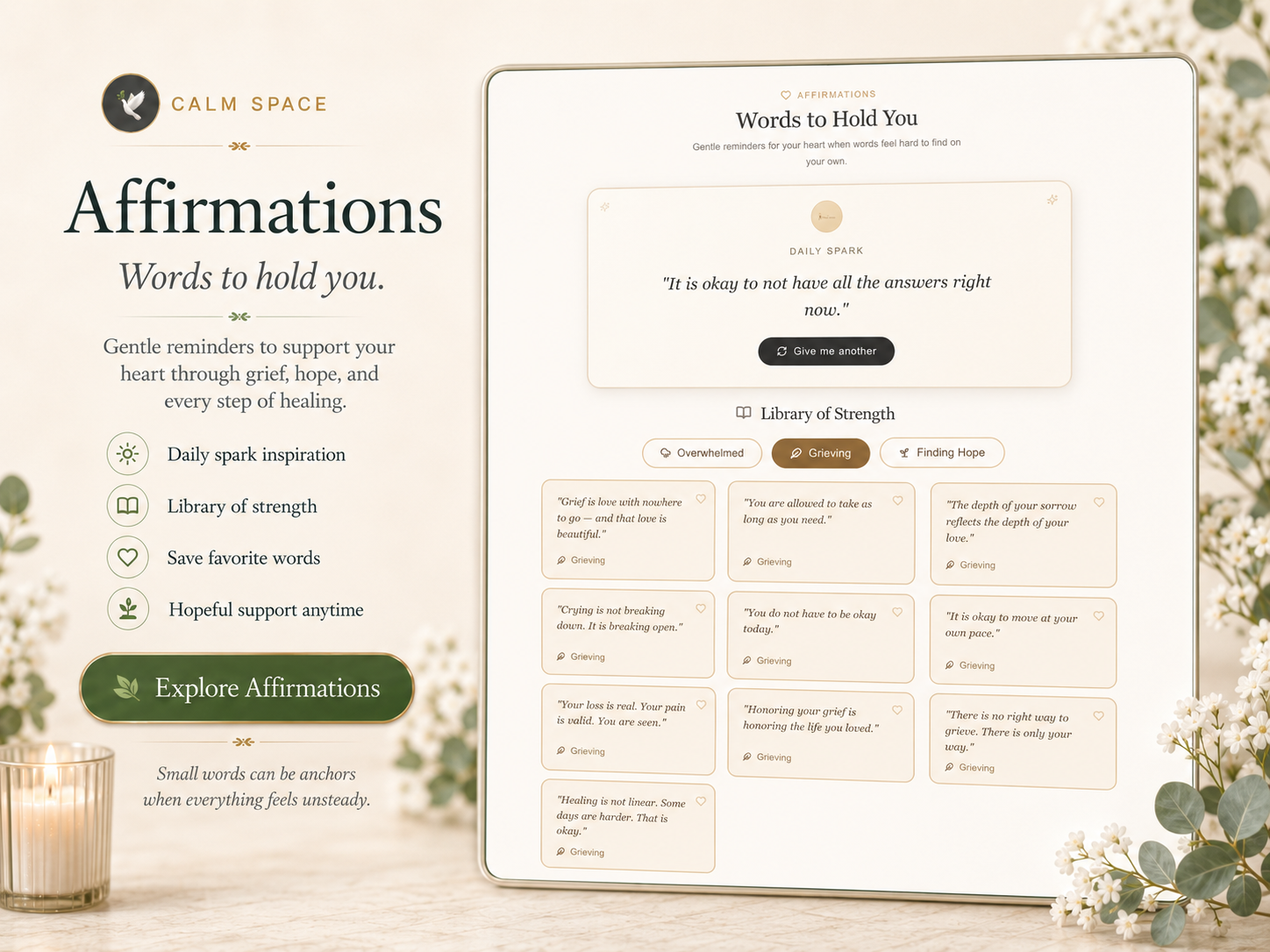 Affirmations tool preview