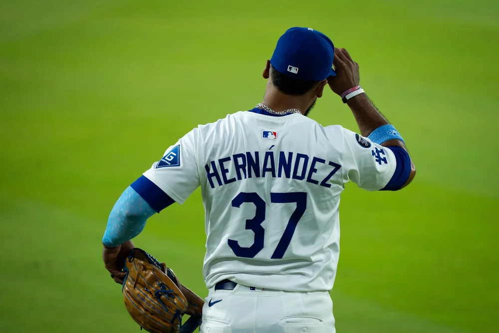 Teoscar Hernández in the outfield