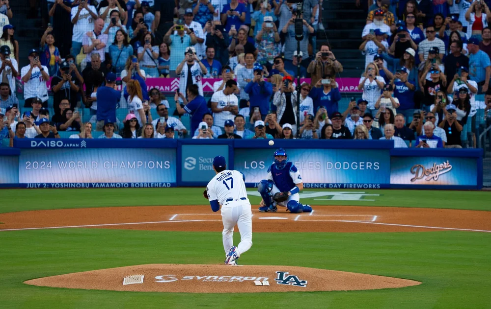 Pitch to the plate at Dodger Stadium